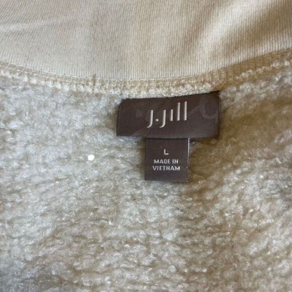 J. Jill White Fluffy Teddy Fleece Coat Jacket Polyester Full Zip Pockets Large - Picture 5 of 11